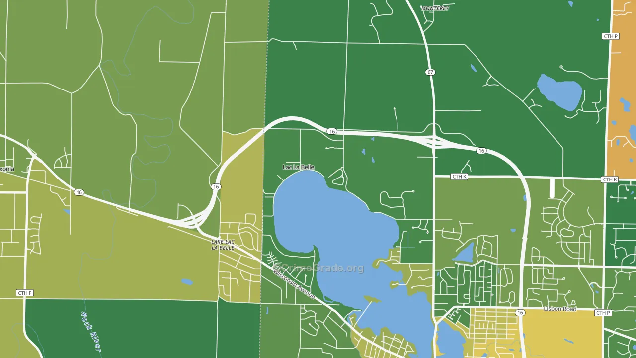 Lac La Belle, WI Map of Vehicle Theft Rates