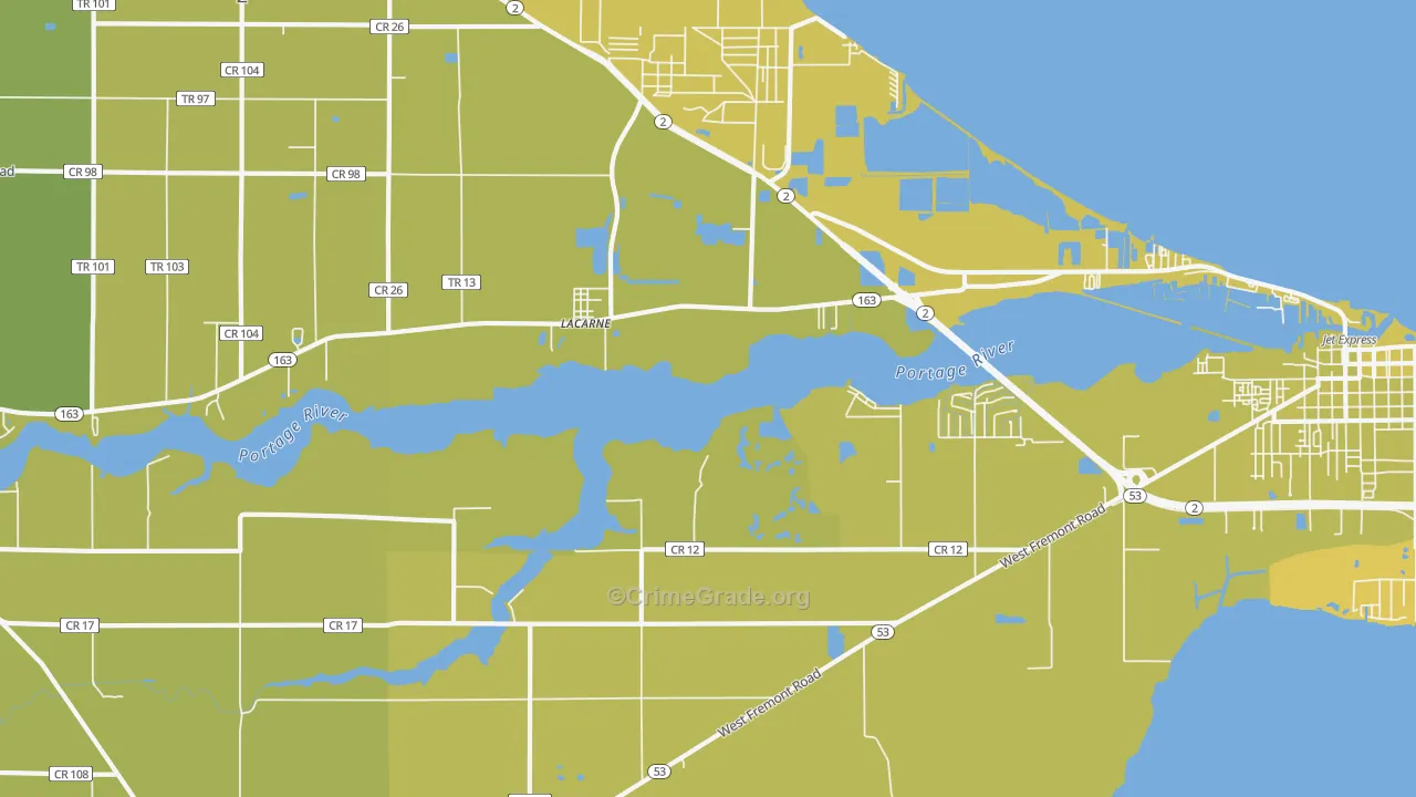 Lacarne, OH Map of Vehicle Theft Rates