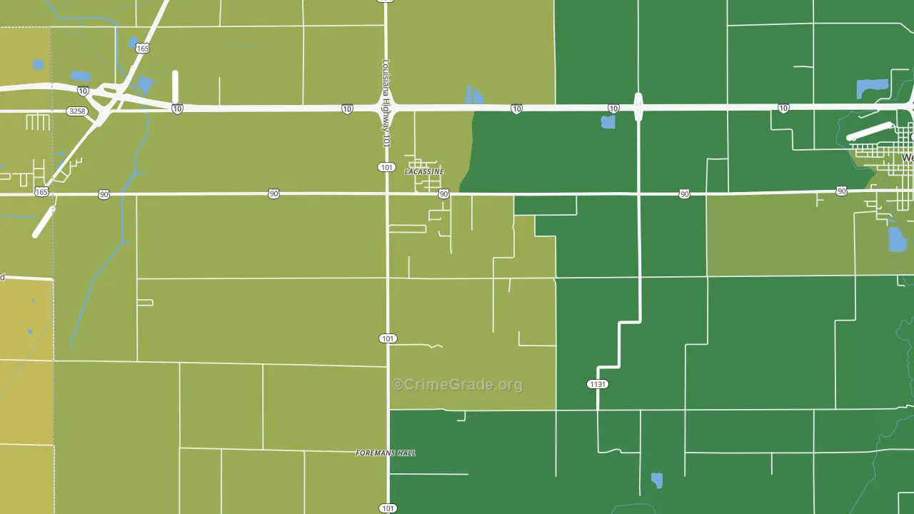 Lacassine, LA Map of Vehicle Theft Rates