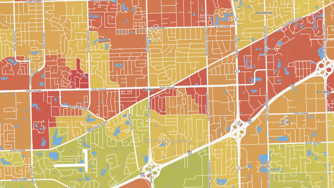 Lace, Darien, IL Map of Vehicle Theft Rates