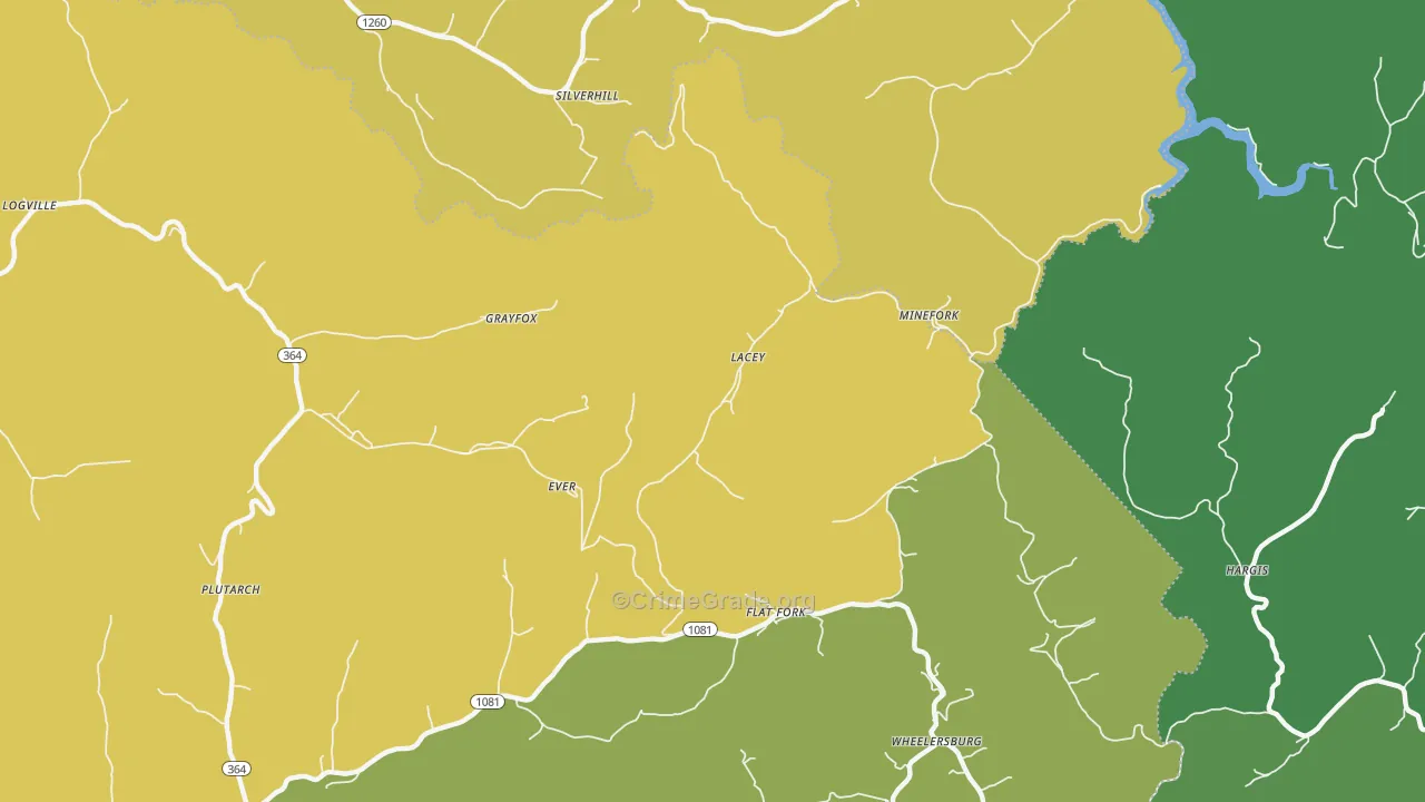 Lacey, KY Map of Vehicle Theft Rates