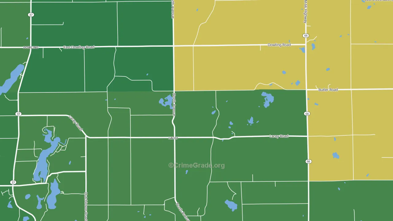 Lacey, MI Map of Vehicle Theft Rates