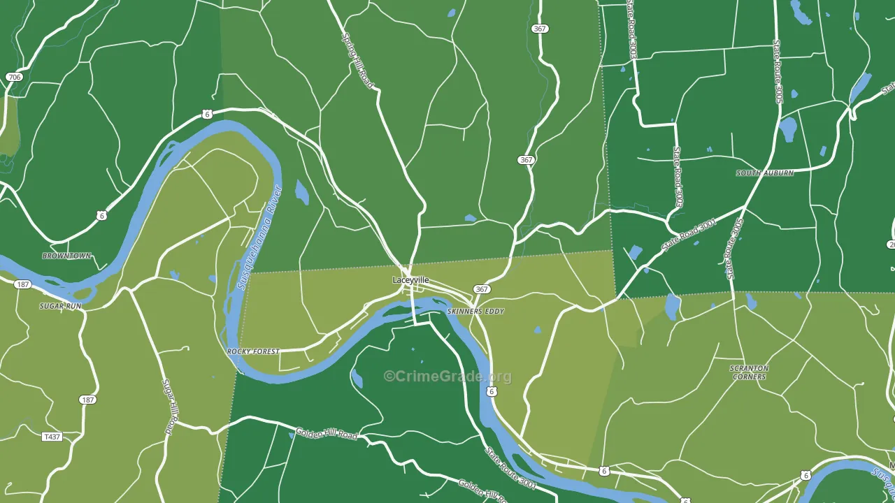Laceyville, PA Map of Vehicle Theft Rates