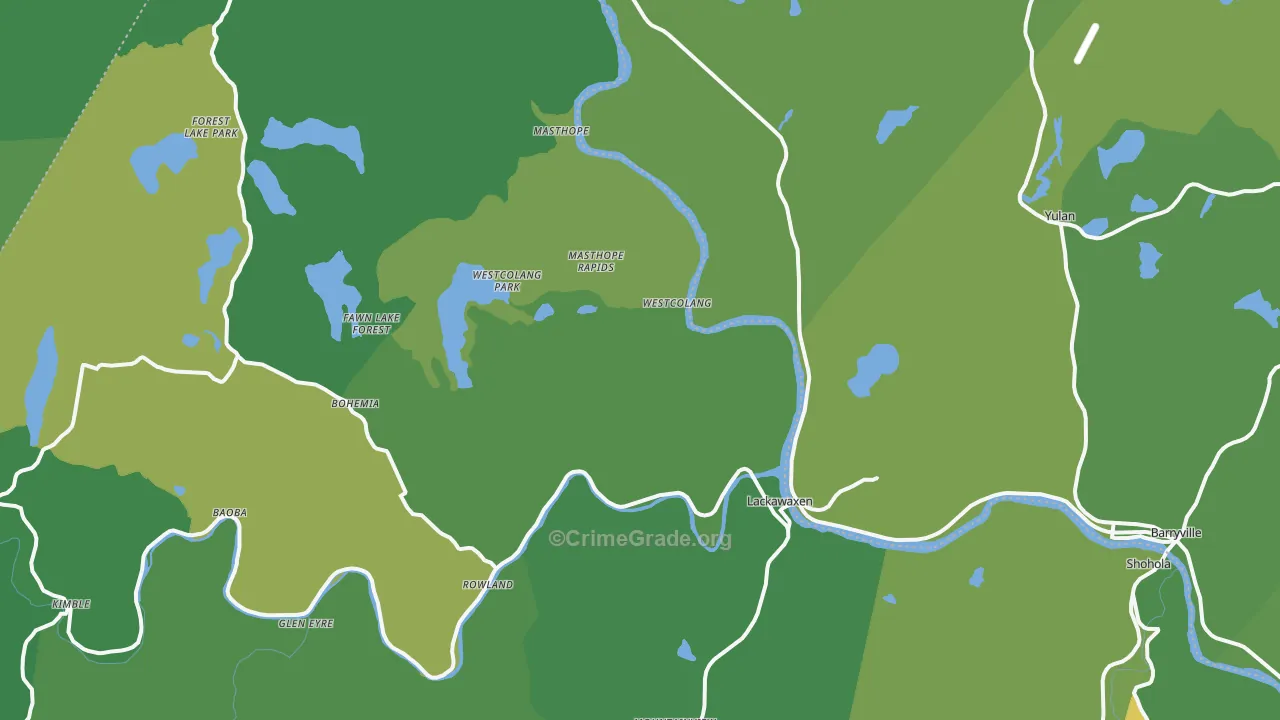 Lackawaxen, PA Map of Vehicle Theft Rates
