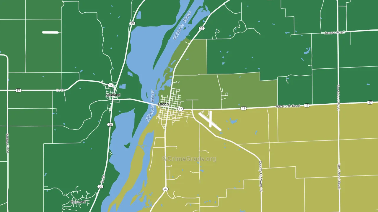 Lacon, IL Map of Vehicle Theft Rates