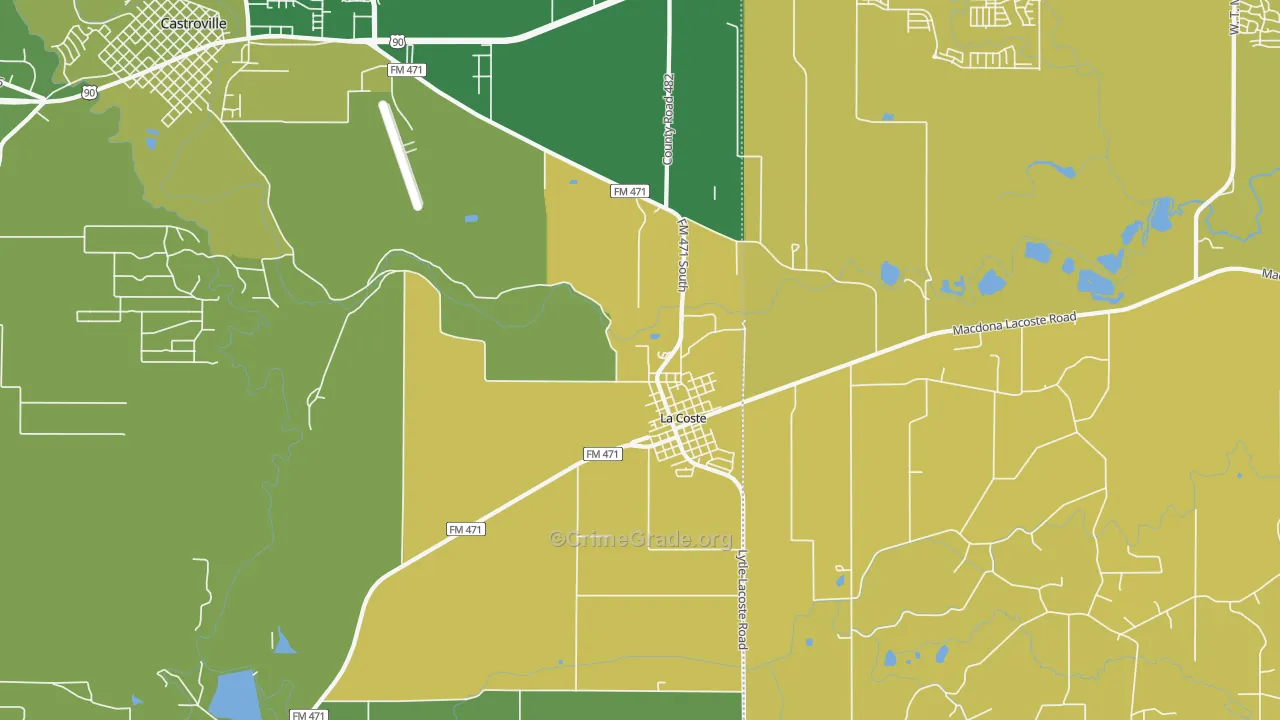 Lacoste, TX Map of Vehicle Theft Rates