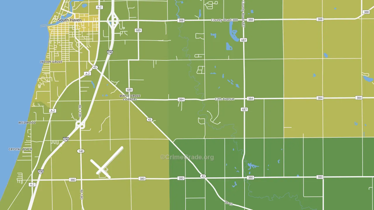 Lacota, MI Map of Vehicle Theft Rates