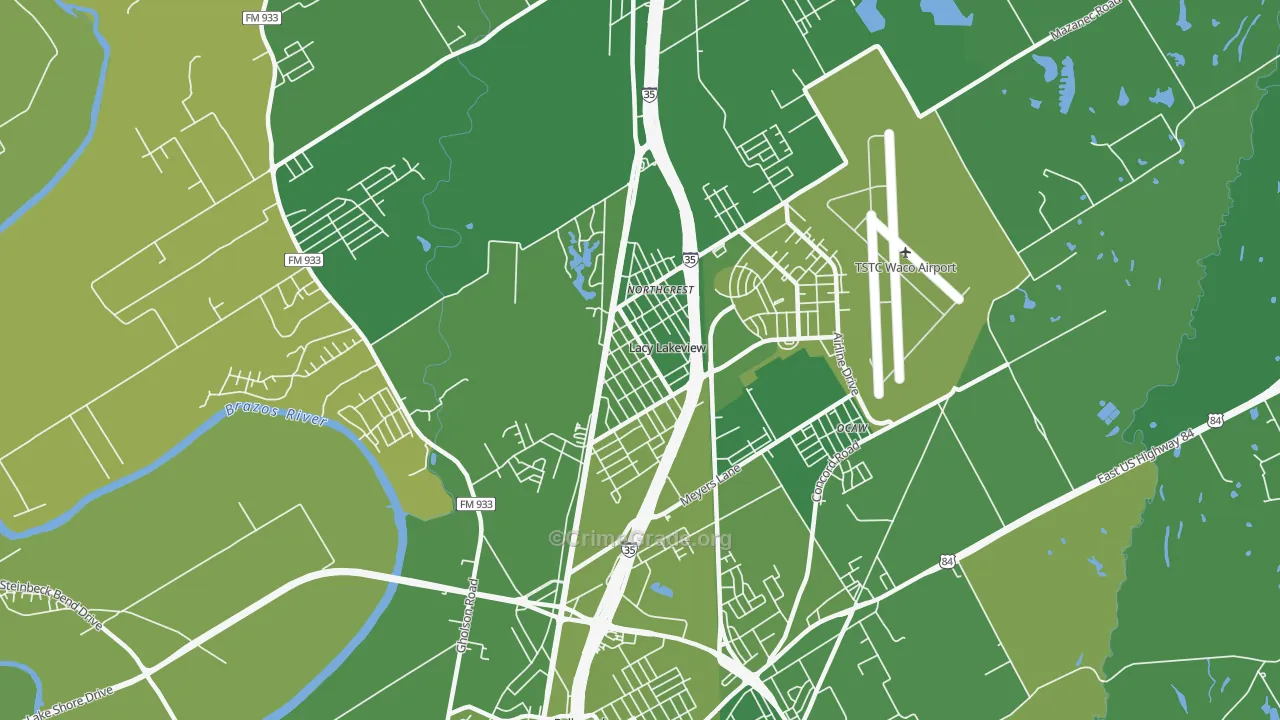 Lacy-Lakeview, TX Map of Vehicle Theft Rates