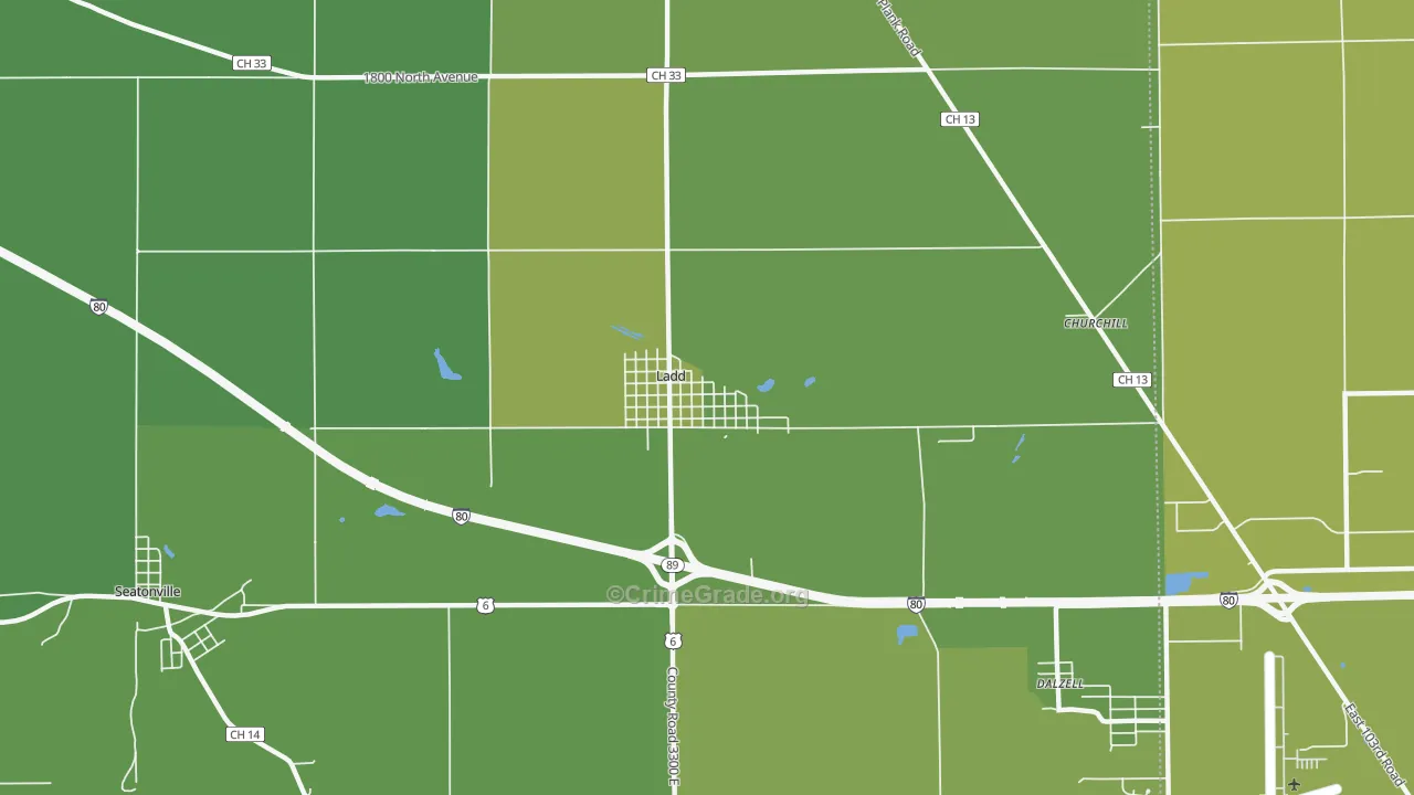 Ladd, IL Map of Vehicle Theft Rates