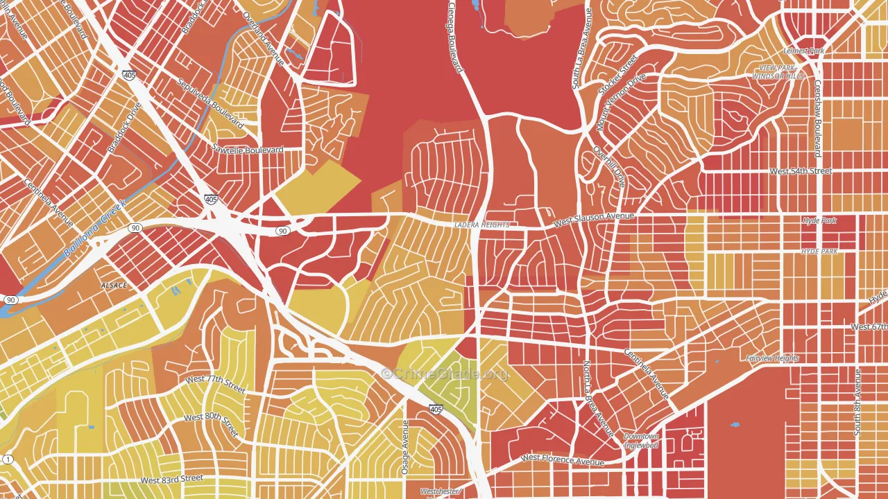 Ladera Heights, CA Map of Vehicle Theft Rates