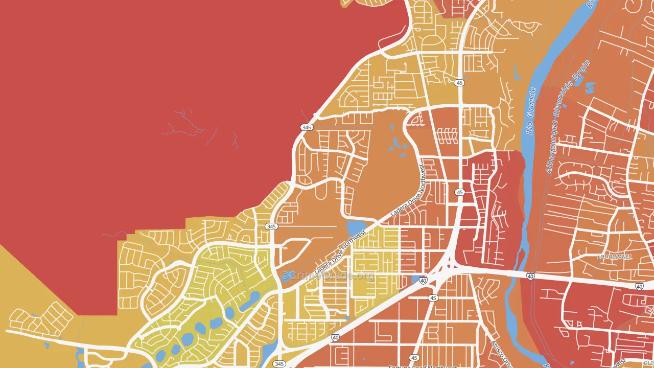 Ladera West, Albuquerque, NM Map of Vehicle Theft Rates