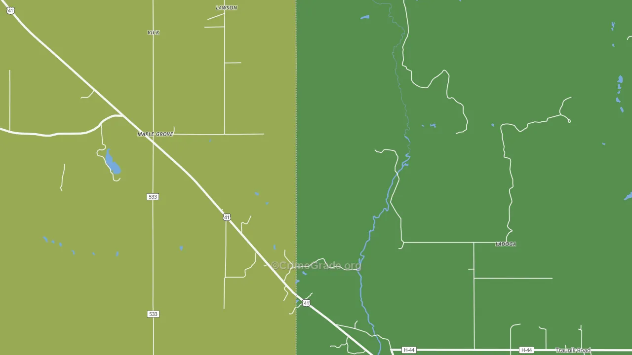 Ladoga, MI Map of Vehicle Theft Rates