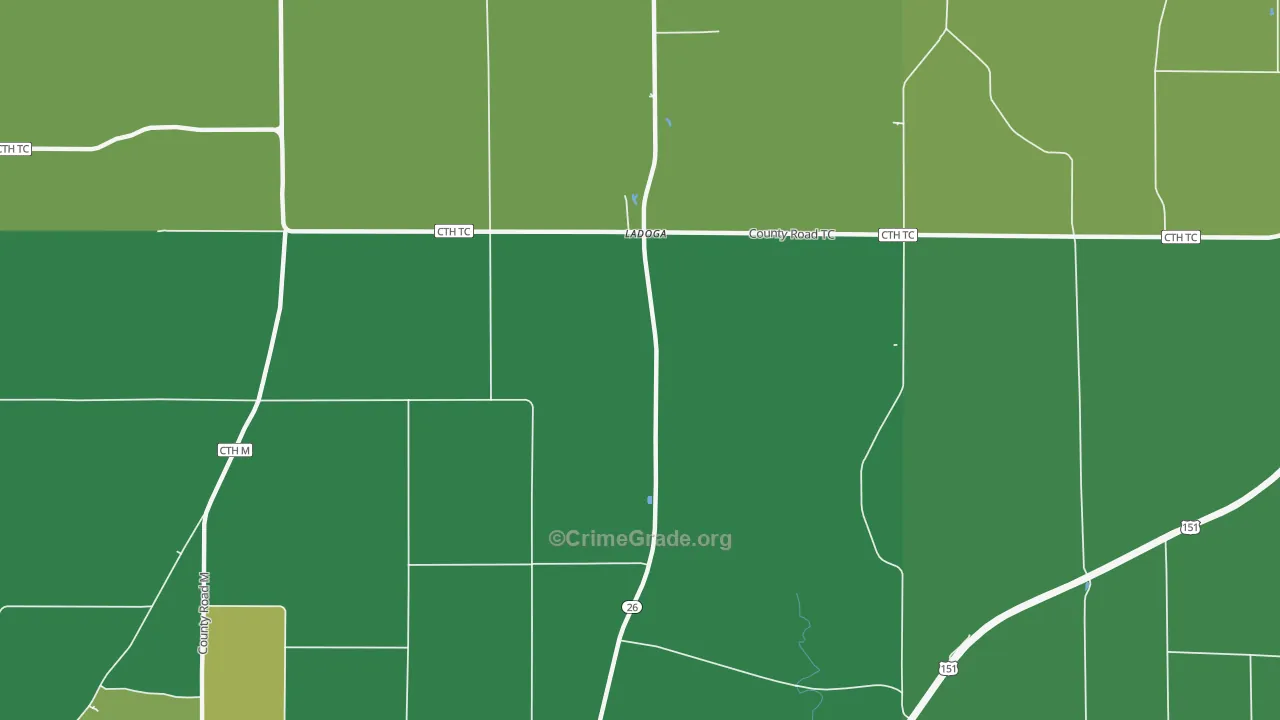 Ladoga, WI Map of Vehicle Theft Rates