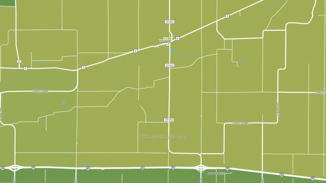 Ladora, IA Map of Vehicle Theft Rates