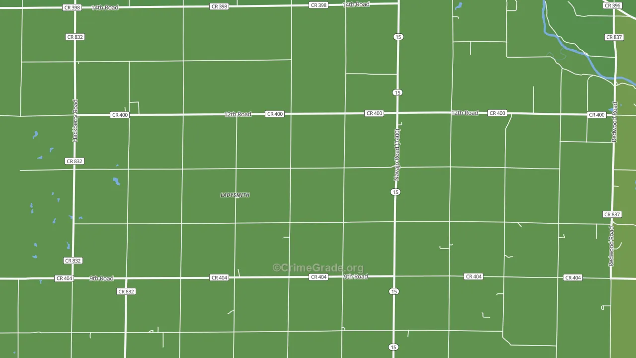 Ladysmith, KS Map of Vehicle Theft Rates