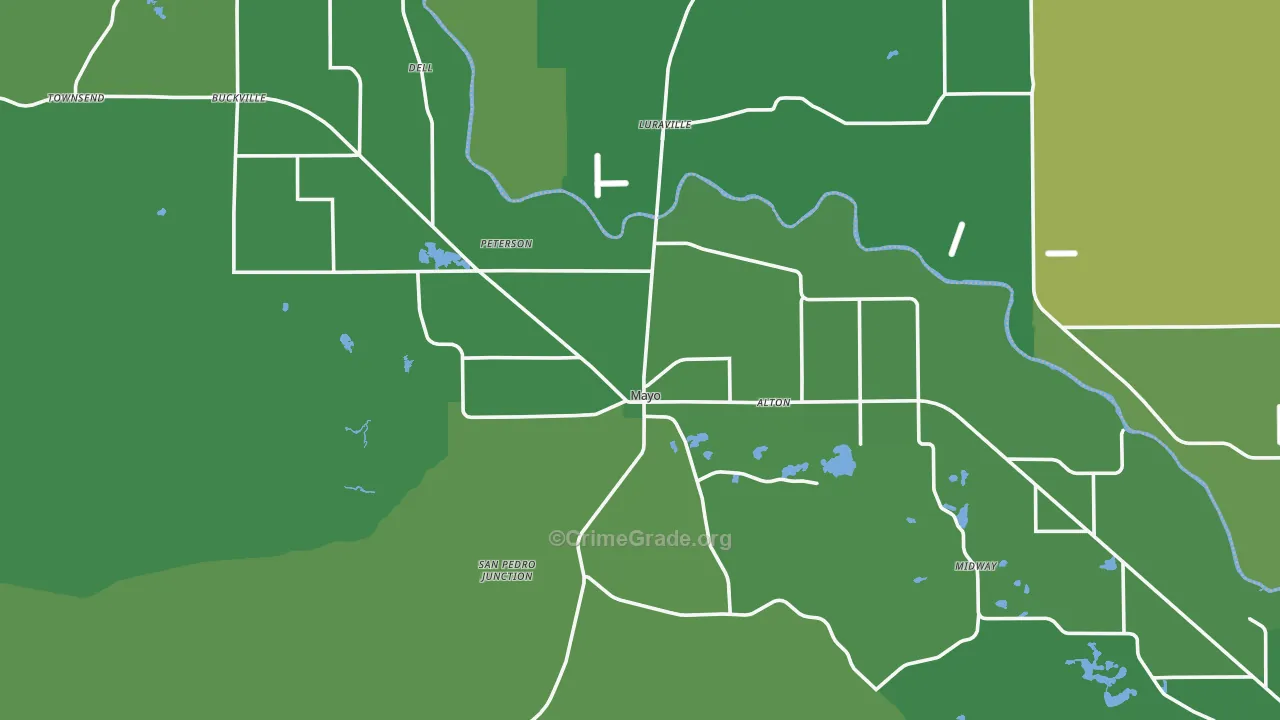 Lafayette County, FL Map of Vehicle Theft Rates