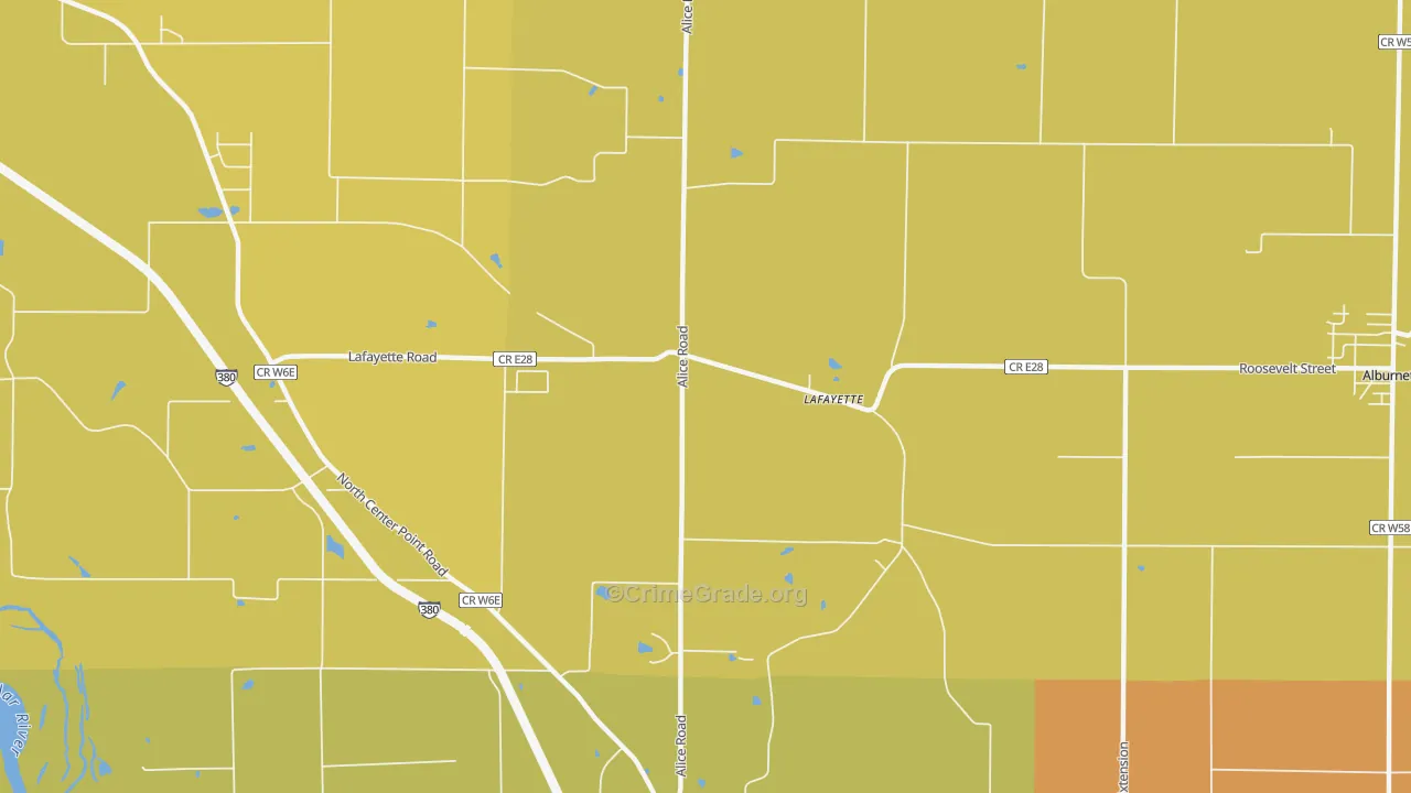Lafayette, IA Map of Vehicle Theft Rates