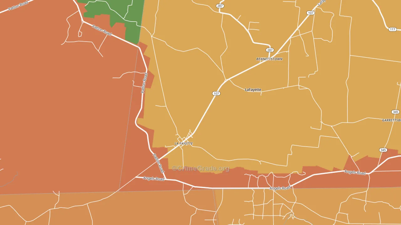 Lafayette, KY Map of Vehicle Theft Rates