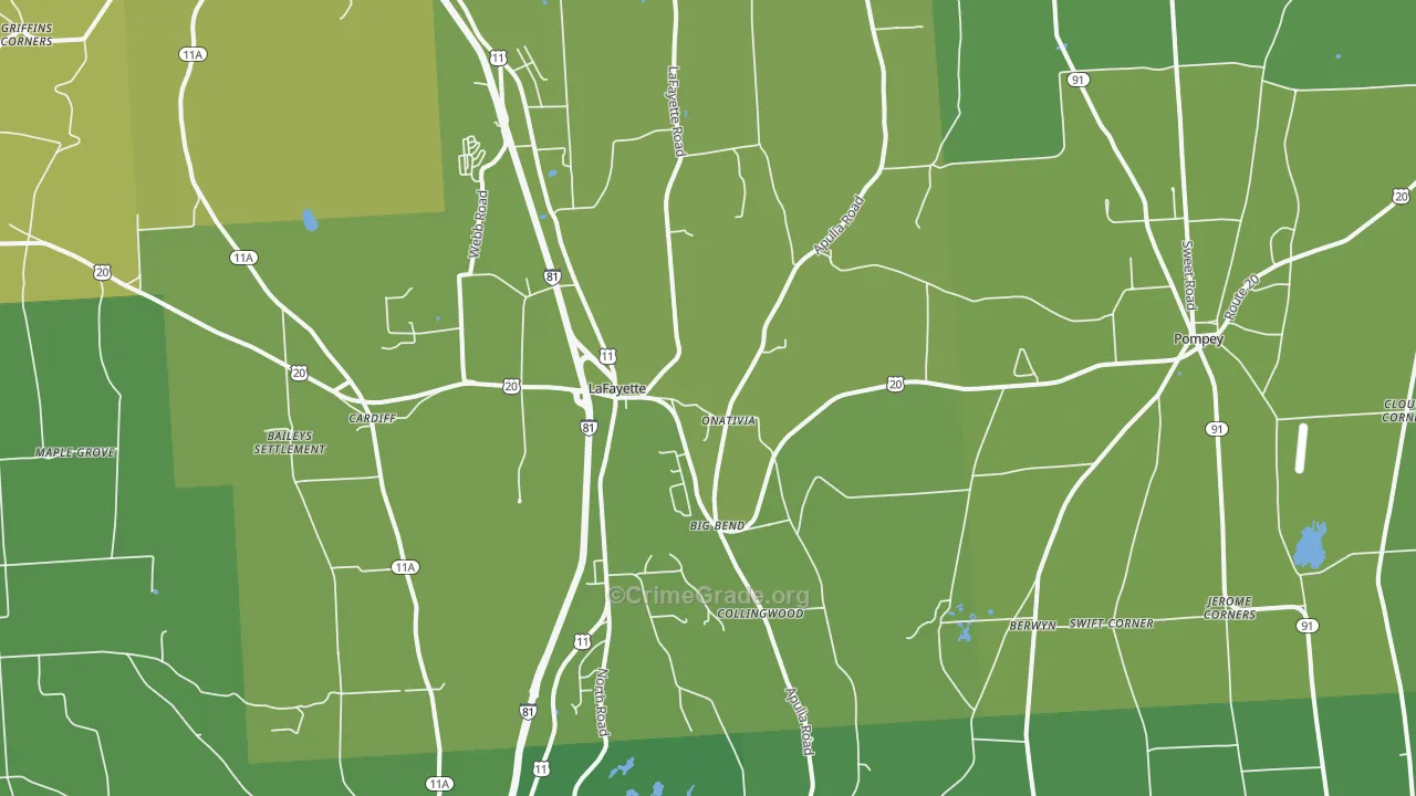 Lafayette, NY Map of Vehicle Theft Rates