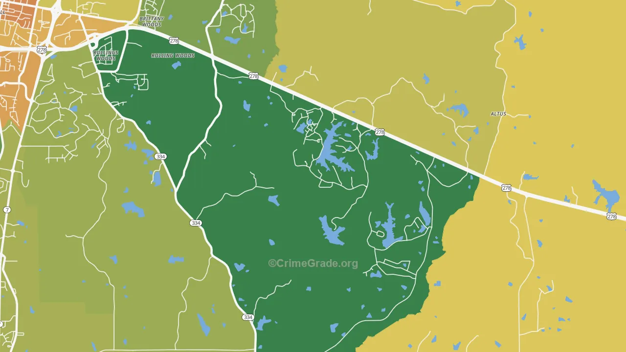 Lafayette Springs, MS Map of Vehicle Theft Rates