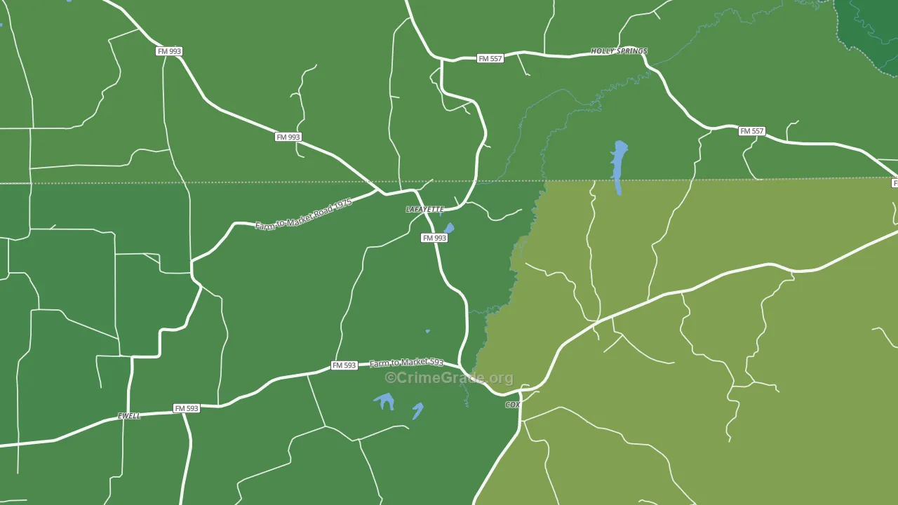 LaFayette, TX Map of Vehicle Theft Rates