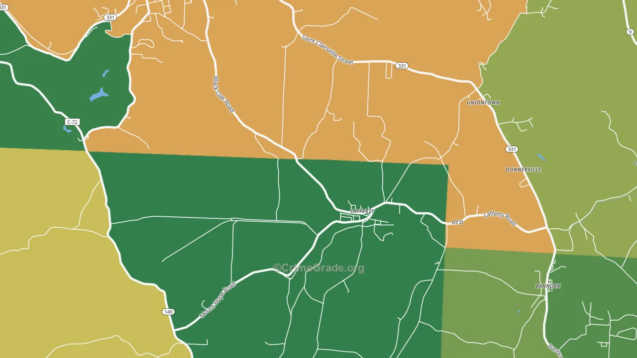 Lafferty, OH Map of Vehicle Theft Rates