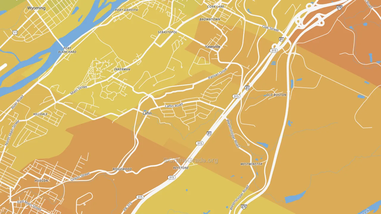 Laflin, PA Map of Vehicle Theft Rates