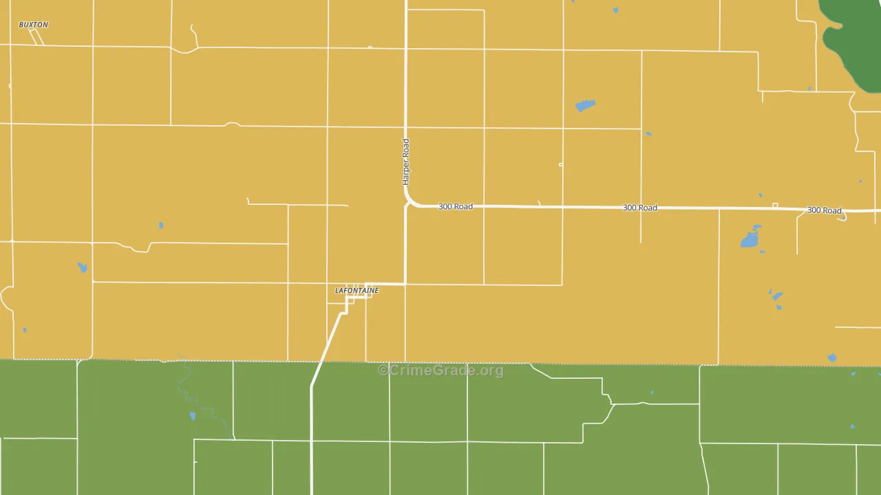 Lafontaine, KS Map of Vehicle Theft Rates