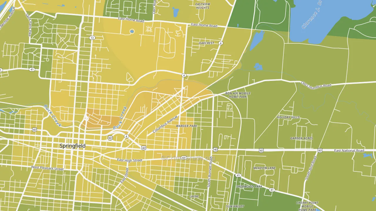 Lagonda, Springfield, OH Map of Vehicle Theft Rates