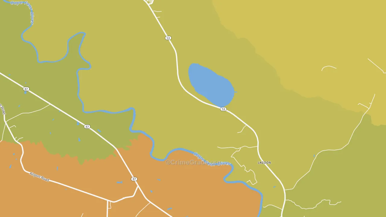Lagoon, NC Map of Vehicle Theft Rates