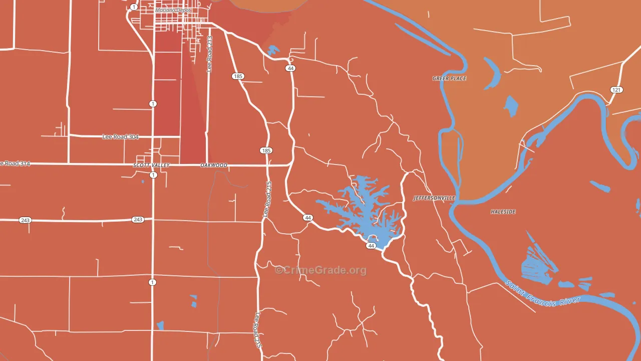 Lagrange, AR Map of Vehicle Theft Rates