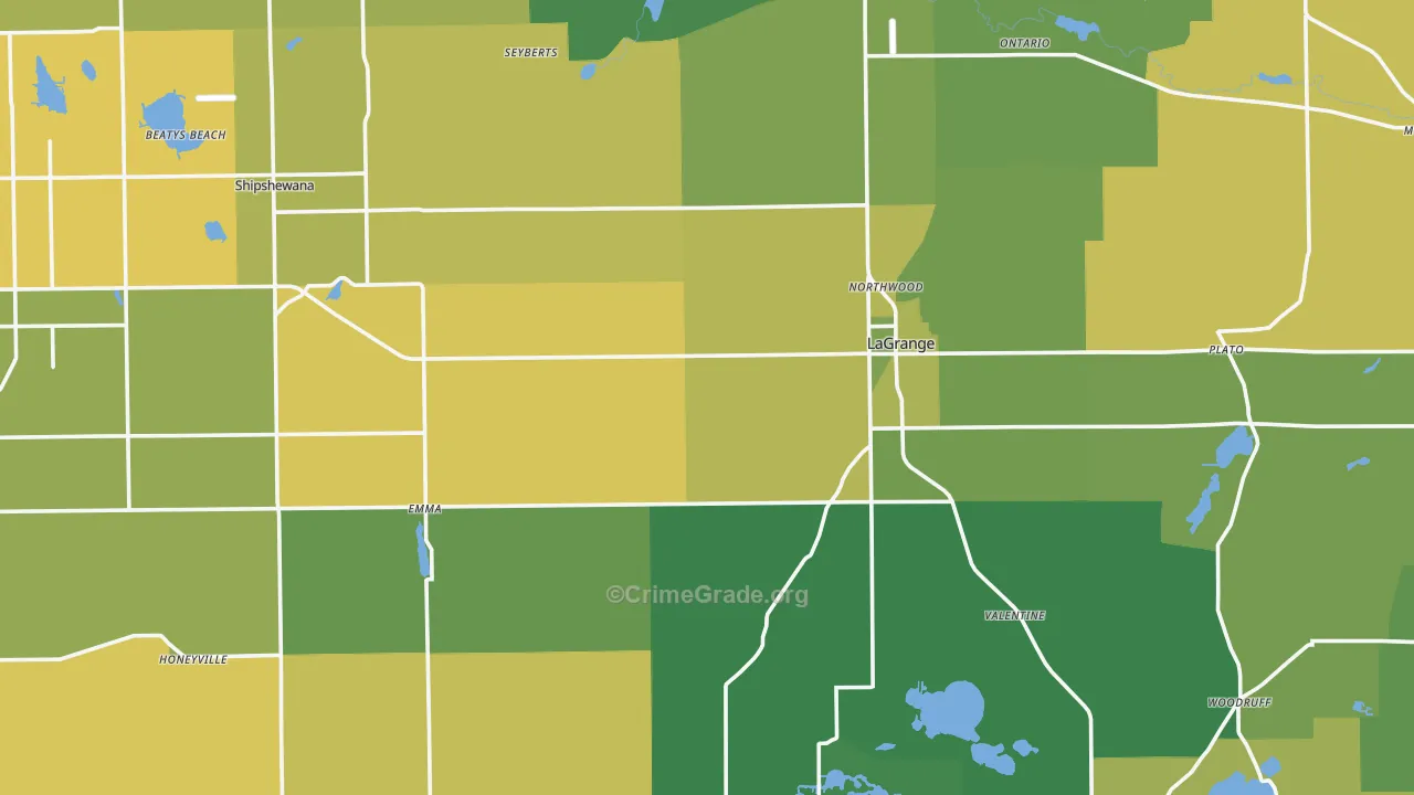 LaGrange County, IN Map of Vehicle Theft Rates