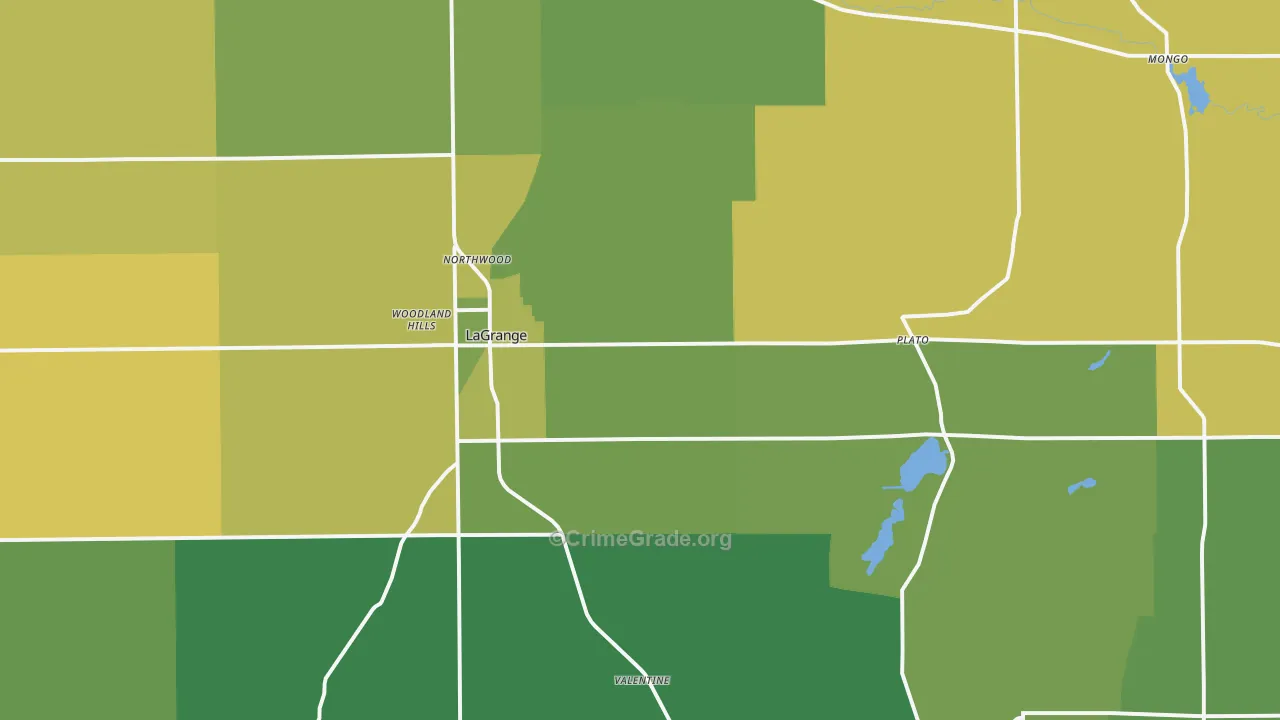 Lagrange, IN Map of Vehicle Theft Rates
