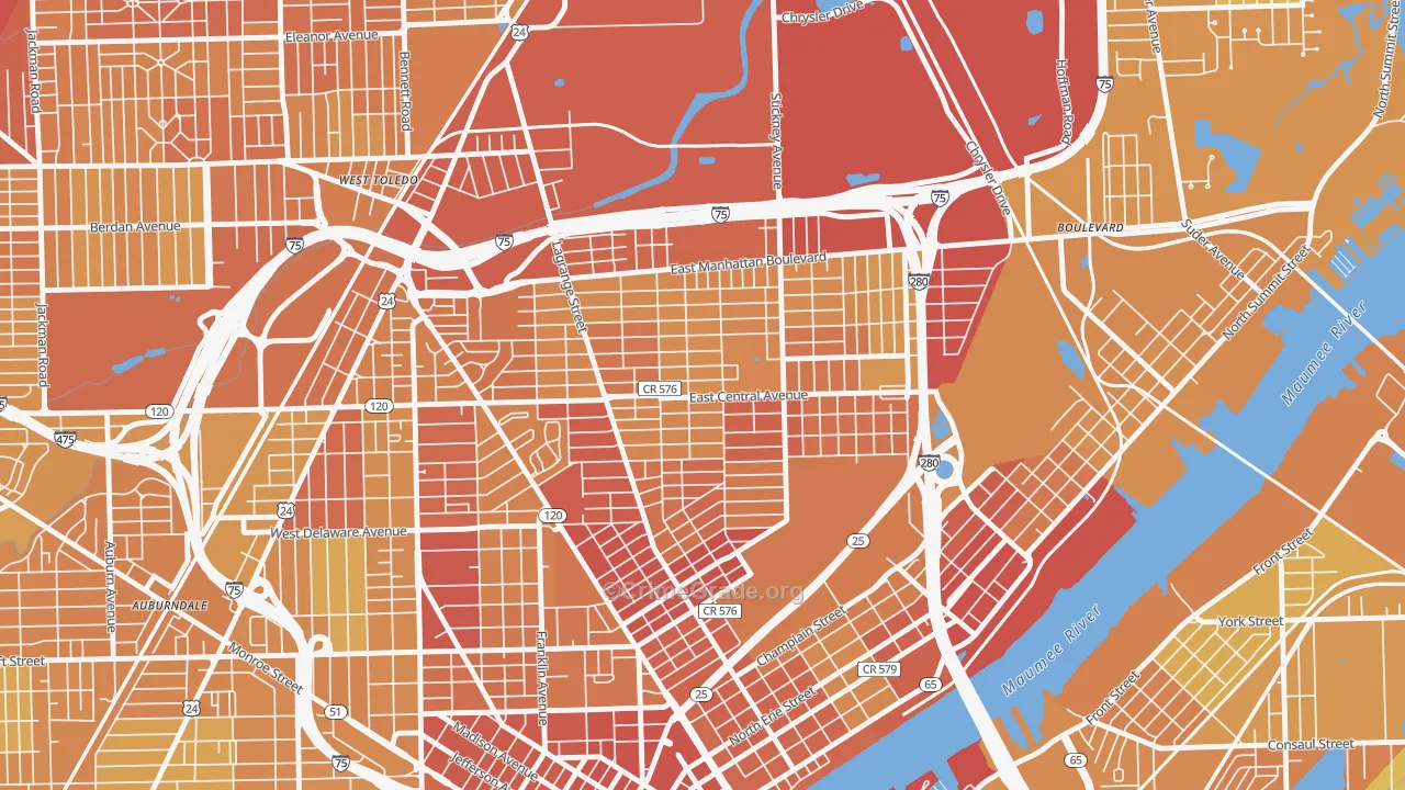 LaGrange, Toledo, OH Map of Vehicle Theft Rates
