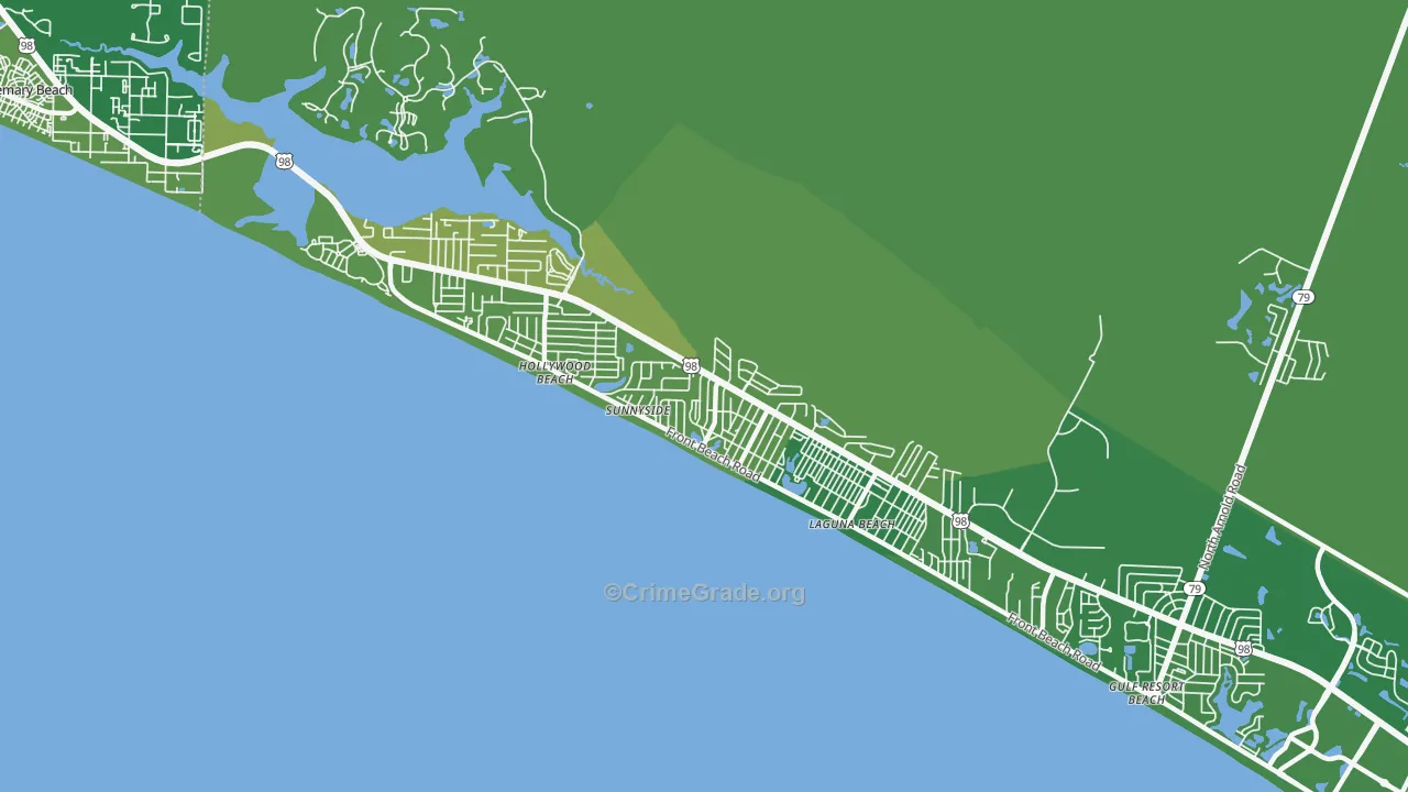 Laguna Beach, FL Map of Vehicle Theft Rates
