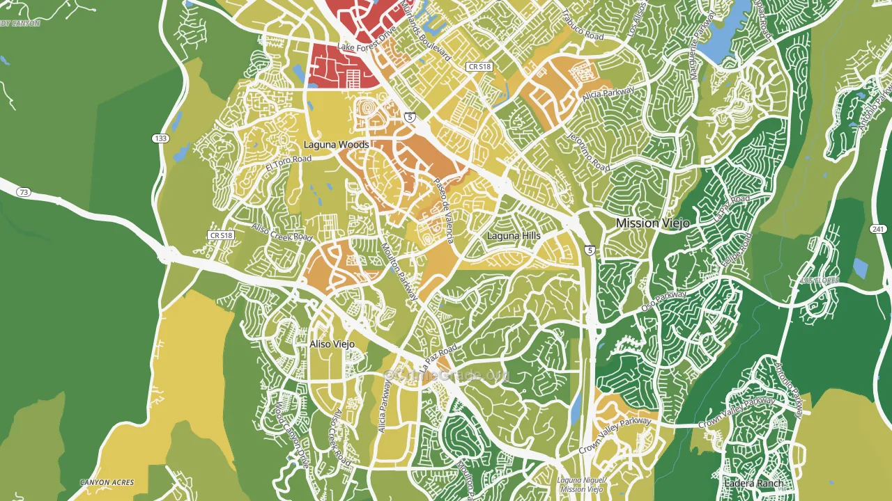 Laguna Hills, CA Map of Vehicle Theft Rates