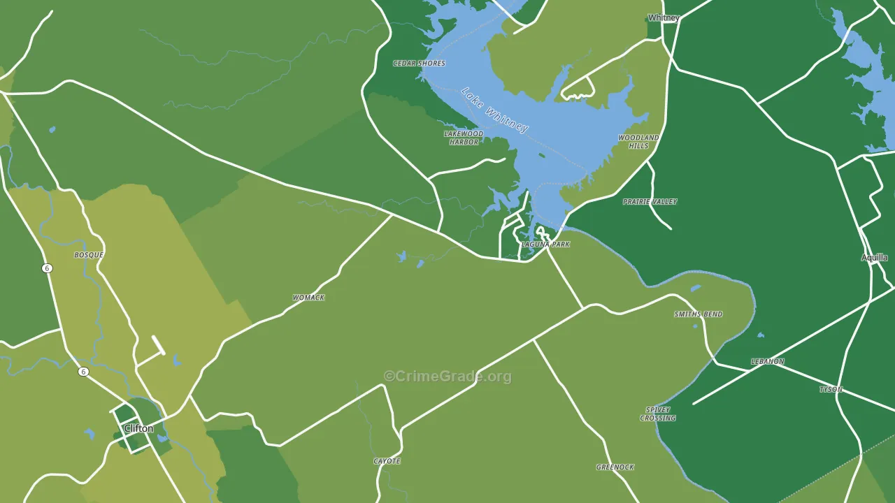 Laguna Park, TX Map of Vehicle Theft Rates