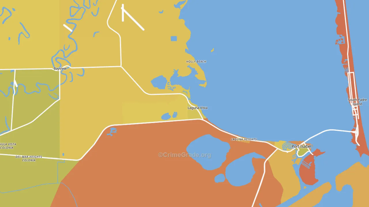 Laguna Vista, TX Map of Vehicle Theft Rates