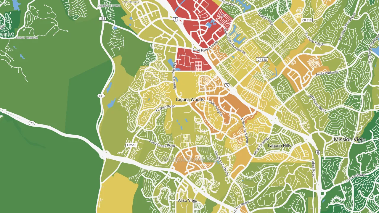 Laguna Woods, CA Map of Vehicle Theft Rates
