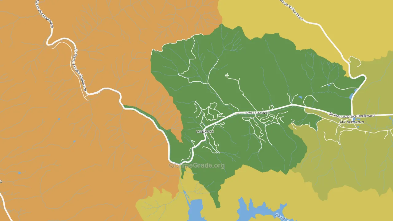 Lagunitas, CA Map of Vehicle Theft Rates