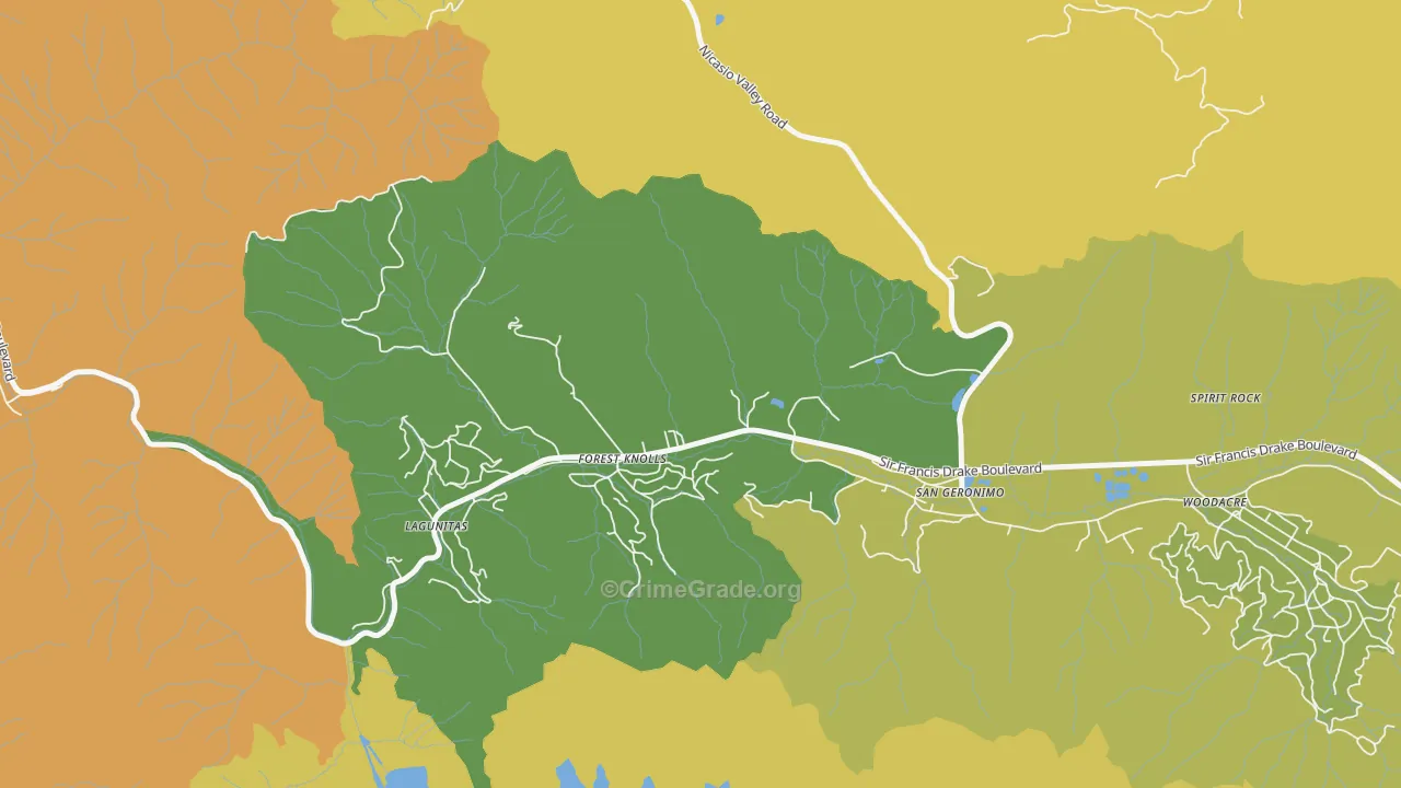 Lagunitas-Forest Knolls, CA Map of Vehicle Theft Rates