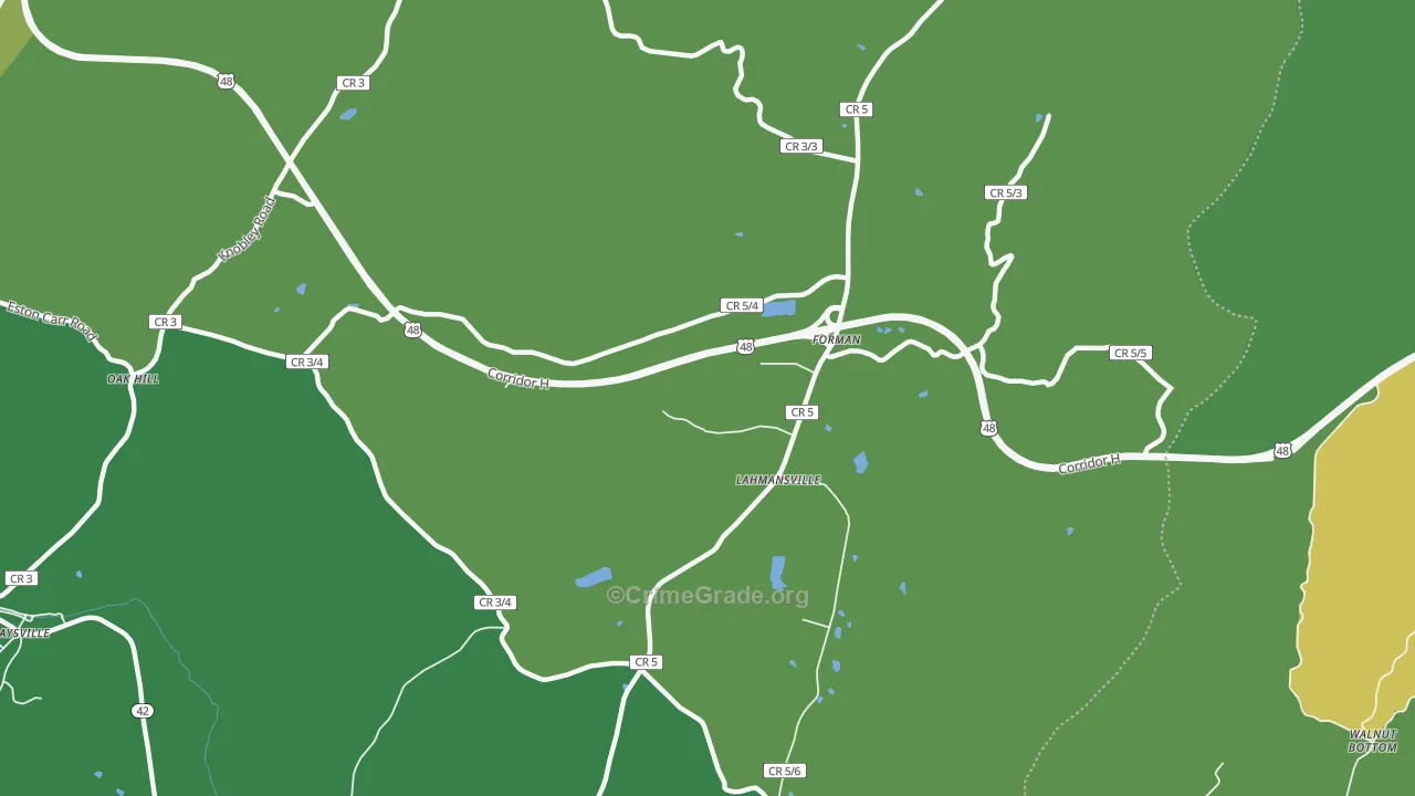 Lahmansville, WV Map of Vehicle Theft Rates