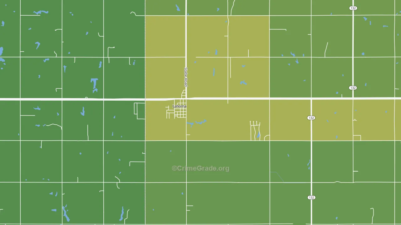 Lahoma, OK Map of Vehicle Theft Rates