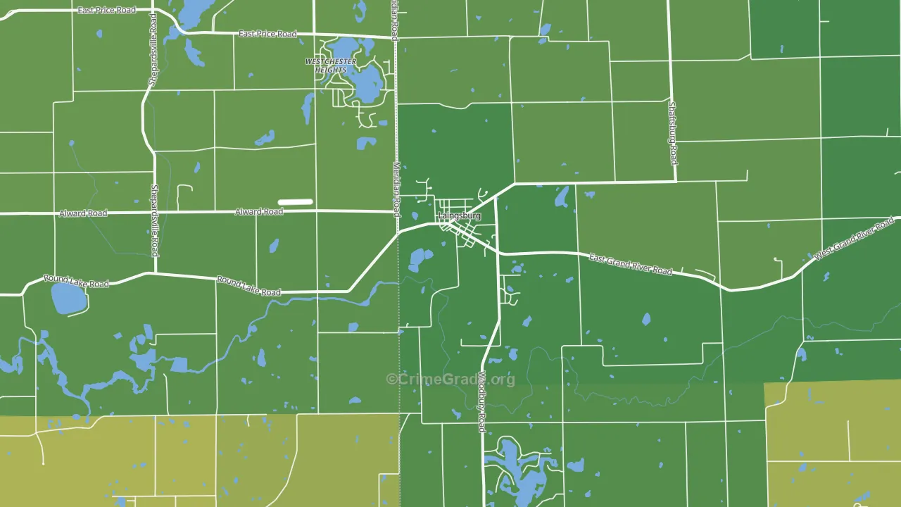 Laingsburg, MI Map of Vehicle Theft Rates