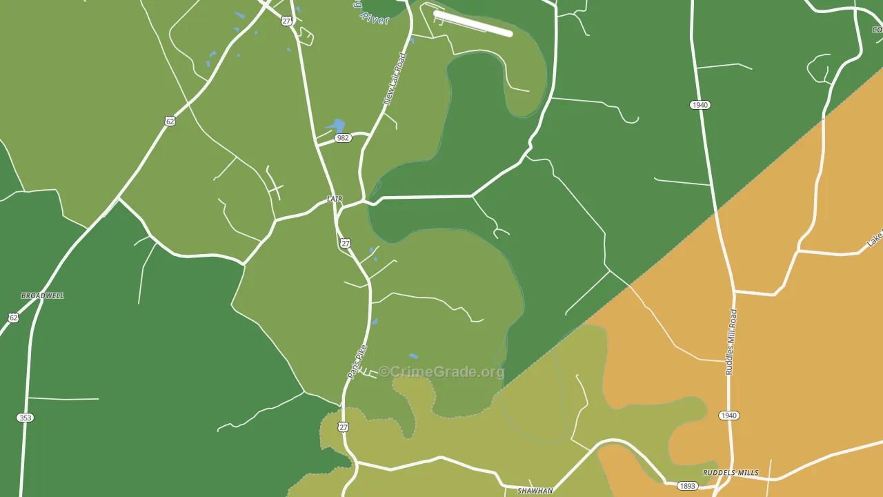 Lair, KY Map of Vehicle Theft Rates