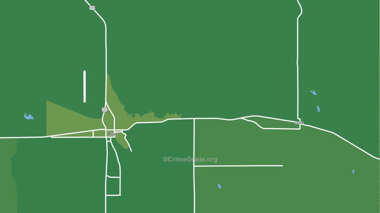 Laird, CO Map of Vehicle Theft Rates