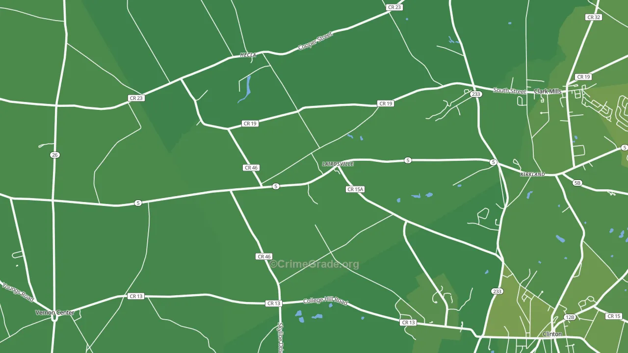 Lairdsville, NY Map of Vehicle Theft Rates