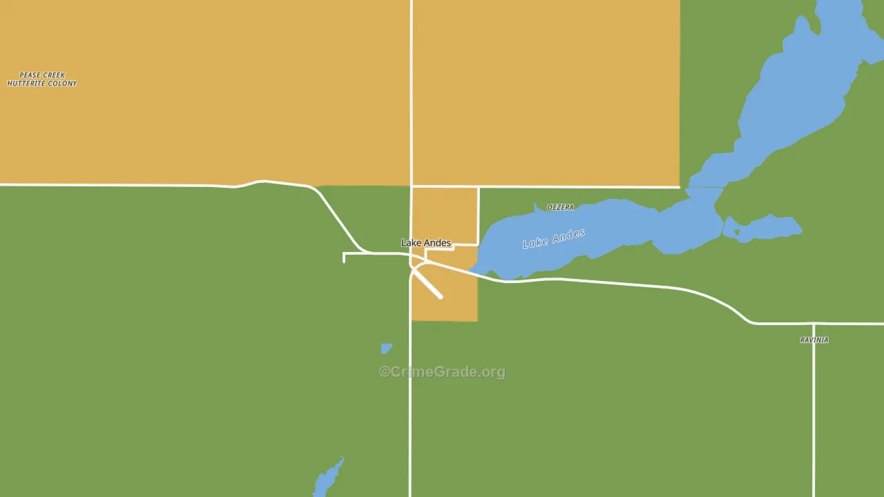 Lake Andes, SD Map of Vehicle Theft Rates