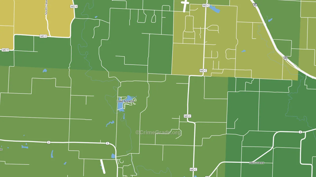 Lake Annette, MO Map of Vehicle Theft Rates