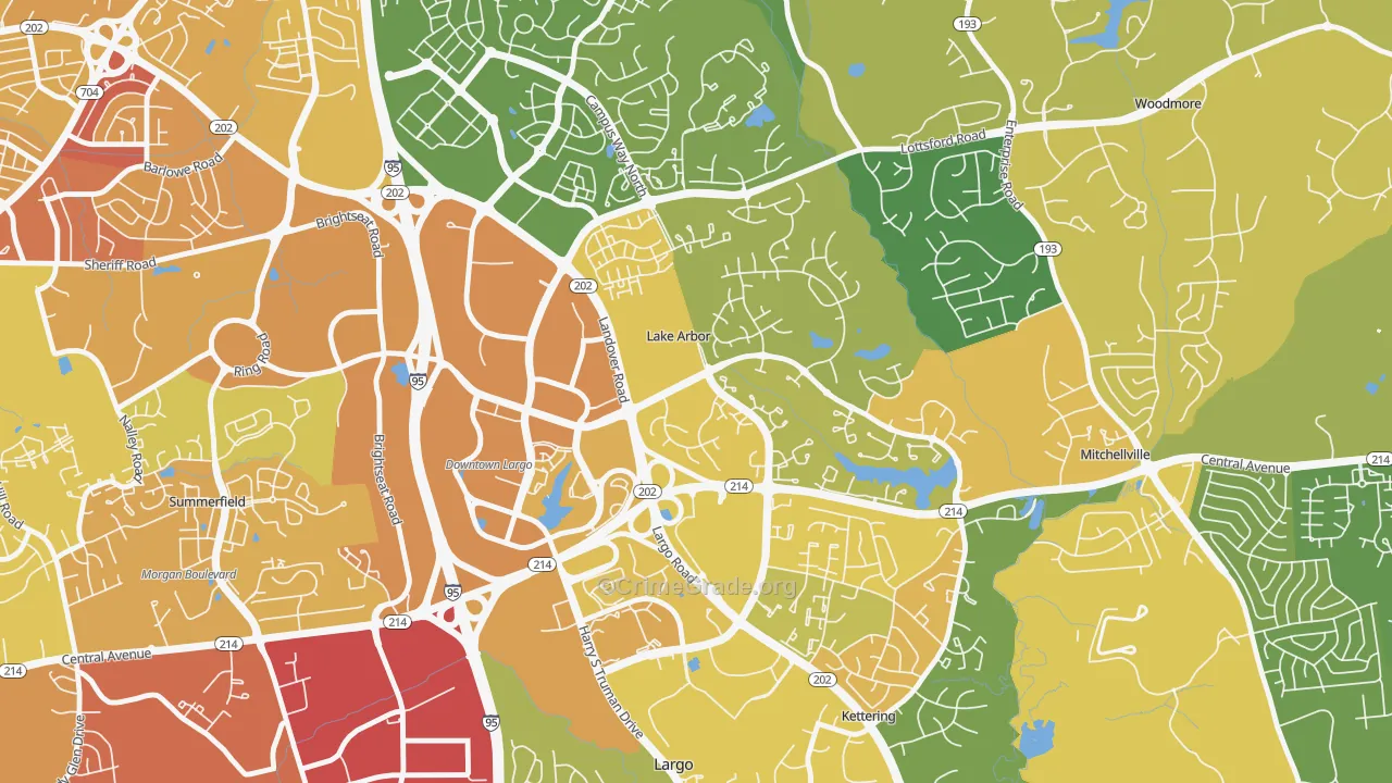 Lake Arbor, MD Map of Vehicle Theft Rates